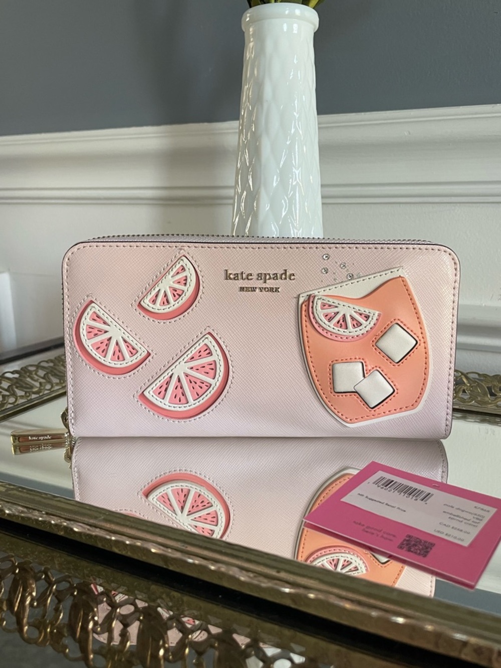 Kate Spade Tini Grapefruit Embellished Continental Novelty Wallet- New